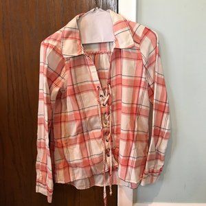 Lace-Up Flannel Shirt